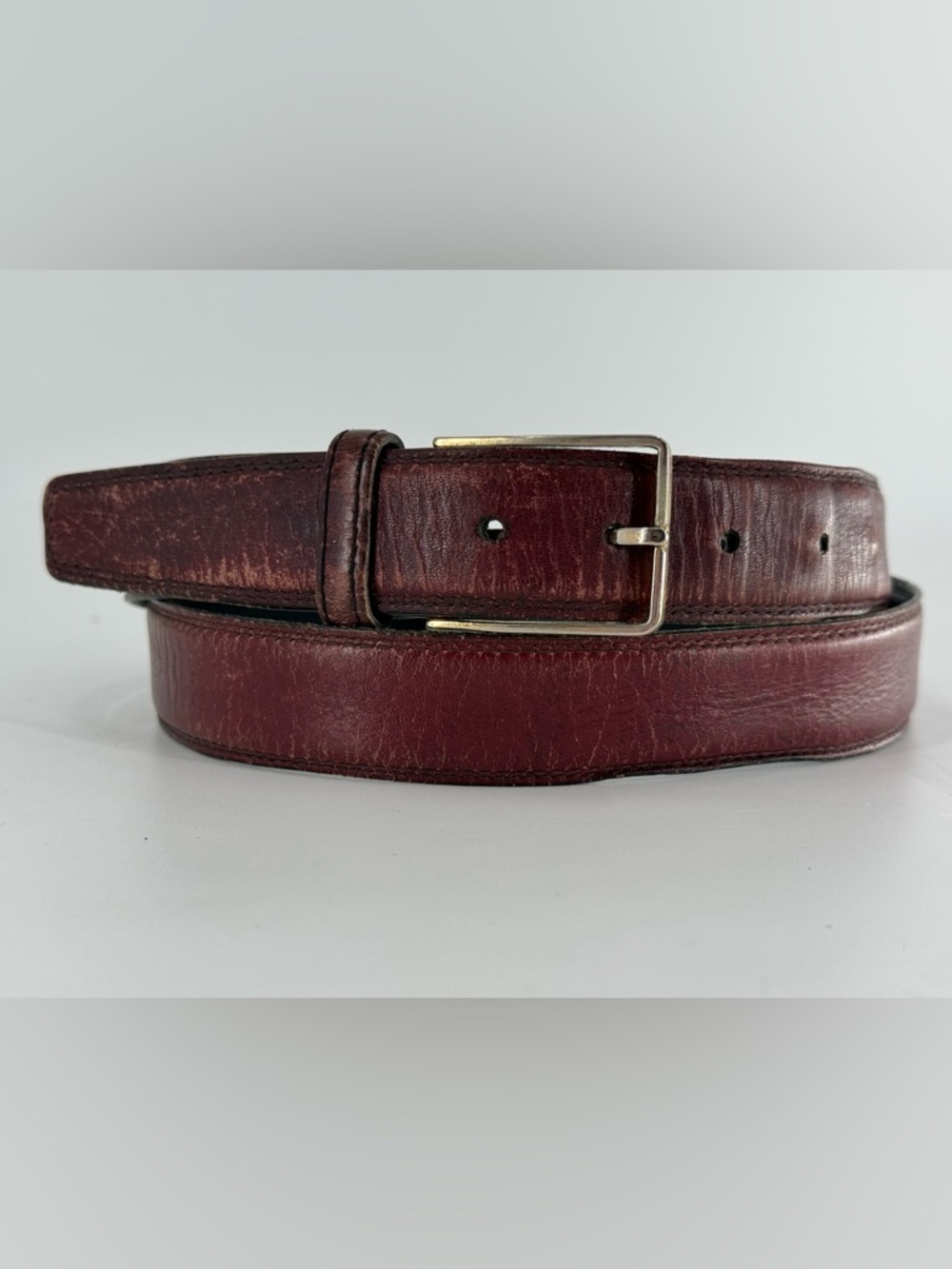 Lejon Vintage Brown Aniline Steer Hide Leather Belt Made in USA 38‎